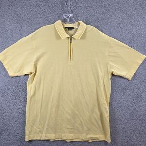 Ermenegildo Zegna Men’s Knit Polo Zip Short Sleeve Cotton L/52 Yellow Size L
